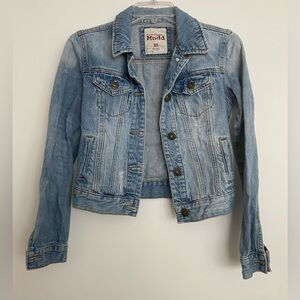 Distressed Cropped Light Blue Denim Jacket by Mudd size XS/Small